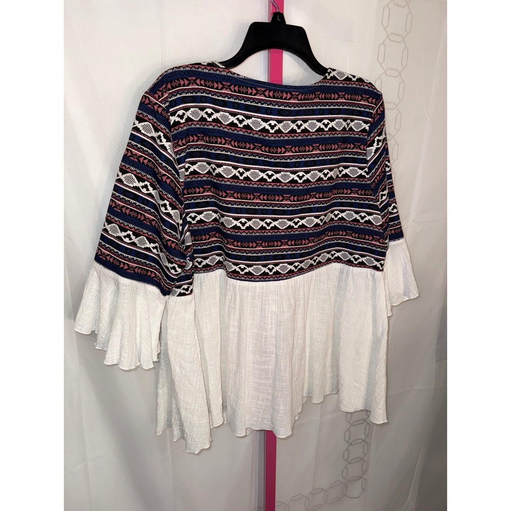 Grace and Lace Boho Tribal Print Bell Sleeve Kimono Cardigan Top XL - Picture 5 of 6